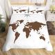 Pechiwuo World Map Duvet Cover Set Double Soft Comfy Microfiber 3d Print World Map Bedding Sets Quilt Cover 200x200 cm + 2 Pillowcases 50x75 cm with Zipped A-7058