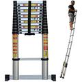 5m/6m/7m/8m Tall Telescoping Ladder with Stabilizer Bar, Aluminum Portable Extension Ladder for Climb Home Builders Attic Work Place, Load 330lbs /150kg (Size : 6.2m/20ft) (4.6m/15ft)