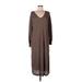 ASOS Casual Dress - Midi V-Neck 3/4 sleeves: Brown Print Dresses - Women's Size 10