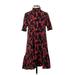 Zara Casual Dress - DropWaist High Neck Short sleeves: Red Floral Dresses - Women's Size Small