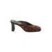 Franco Sarto Mule/Clog: Slip-on Chunky Heel Casual Brown Leopard Print Shoes - Women's Size 6 - Round Toe