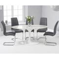 Brighton 160cm Oval White Marble Dining Table With 4 Black Vigo Dining Chairs