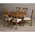 Hertford Rustic Oak Pedestal Extending Dining Table With 4 Charcoal Grey Hertford Chairs