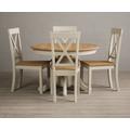 Hertford Oak and Cream Painted Pedestal Extending Dining Table With 4 Oak Hertford Chairs