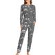 Doodle Dinosaur Skull Soft Womens Pyjamas Long Sleeve Warm Fit Pajamas Loungewear Sets with Pockets 6XL