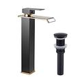 KiLoom Bathroom Faucet Black Gold Waterfall One Hole Bowl Sink Faucet Bathroom Faucets Tall Single Handle Bath Vanity Matching Drain Without Overflow Black small gift