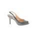 Cole Haan Heels: Slingback Stiletto Cocktail Gray Shoes - Women's Size 7 1/2 - Peep Toe