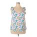 Perch by Blu Pepper Casual Dress - Shift Plunge Sleeveless: Blue Floral Dresses - Women's Size 2X