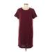 Ann Taylor LOFT Casual Dress - Mini Crew Neck Short sleeves: Burgundy Print Dresses - Women's Size 10