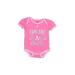 Majestic Short Sleeve Onesie: Pink Marled Bottoms - Size 0-3 Month