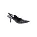 Calvin Klein Heels: Slingback Kitten Heel Cocktail Party Black Solid Shoes - Women's Size 5 - Pointed Toe