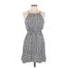 Crystal Doll Casual Dress - Mini Halter Sleeveless: Gray Stripes Dresses - Women's Size Medium