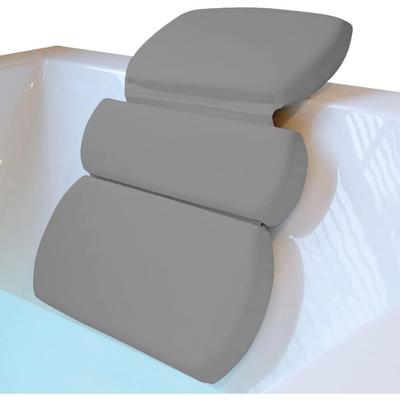 Bathtub Pillows for Neck Head and Back Support, Strong Suction Waterproof Headrest for Curved or Straight Tubs, Grey