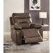 Luxurious Leather-Gel Match Power Recliner with Horizontal Tufting and Metal Base, Pillow Top Arm