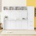 Queen Size Murphy Bed Wall Bed with Closet & Drawers, Built-in Top Shelf, Murphy Cabinet Storage Bed, White