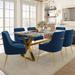 7-Piece Clihome Marble Table with Velvet Chair Dining Chair