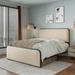 Full Size Metal Platform Bed Frame with Curved Upholstered Headboard & Footboard Bed, Heavy Duty Metal Slats