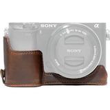 MegaGear Ever Ready Leather Half-Bottom Camera Case for Sony Alpha a6300/a6000 (Dark MG961