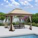 11x 11Ft Pop Up Gazebo Canopy With Removable Zipper Netting;2-Tier Soft Top Event Tent;Patio Backyard Garden Camping Area