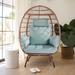 Outdoor Stationary Egg Chair, Rattan Wicker Egg Swing Chair,Egg Chair - 39*28.5*58.2in