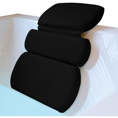 Bathtub Pillows for Neck Head and Back Support, Strong Suction Waterproof Headrest for Curved or Straight Tubs, Black