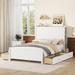 Full Size Platform Bed Frame w/Drawers & Storage Shelves,Antique White