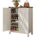 Moasis 5-tier 20 Pair Shoe Storage Cabinet with Double Doors for Entryway