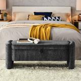 Ottoman Oval Storage Bench Chenille Fabric Bench with Large Storage Space for the Living Room, Entryway and Bedroom