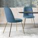 Modern Upholstered Dining Chair Set of 2 with Gold Legs - Blue，for Home Office Outdoor Indoor