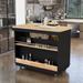 Mobile Storage Islands Rolling Kitchen Island Cart Modern Black Tableware Cabinet w/ Drawers, Spice Rack, Wine Rack for Kitchen