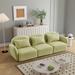 Living Room Sofa Low Seat Lazy Settee Teddy Fabric Lounge Couch Floor Sofa with Curved Armrests & Back Toss Pillows, Light Green