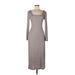 Z Supply Casual Dress - Sweater Dress: Gray Marled Dresses - Women's Size Large