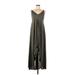 Akira Chicago Black Label Casual Dress - A-Line V Neck Sleeveless: Gray Print Dresses - Women's Size Medium