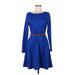 The Limited Cocktail Dress - Fit & Flare: Blue Solid Dresses - Women's Size Medium