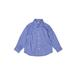 Lands' End Long Sleeve Button Down Shirt: Blue Checkered/Gingham Tops - Kids Boy's Size 5