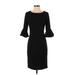 DKNY Cocktail Dress - Sheath Crew Neck 3/4 sleeves: Black Solid Dresses - Women's Size 4