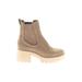 Dolce Vita Boots: Chelsea Boots Chunky Heel Casual Tan Solid Shoes - Women's Size 7 - Round Toe