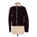 Levi's Fleece Jacket: Short Burgundy Solid Jackets & Outerwear - Women's Size Small