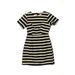H&M Casual Dress - A-Line Crew Neck Short sleeves: Black Stripes Dresses - Women's Size 2