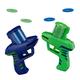 Relaxdays Disc Shooter, 2er Set, Spaß für Kinder, lustiges Kinderspielzeug, draußen, mit Schaumstoffscheiben, grün-blau