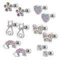 Hypoallergenic Back Stud Earrings For Women Studs Dangling Earrings Rainbow Flower Heart Back Earrings Cartilage Earring Daith Helix Conch Earrings Piercing Jewelry