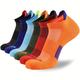 6pairs Men's Letter Print Striped Color Block Breathable Cushioned Comfortable Sports Ankle Socks With Heel Guard, Multicolor Set