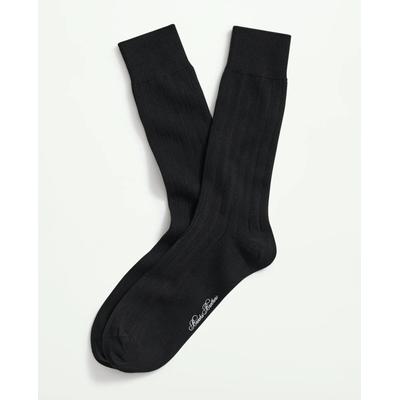 Brooks Brothers Men's Cotton Blend Ribbed Crew Socks | Black