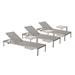 Pangea Home 76" Long Reclining Chaise Lounge Set w/ Table Metal in Brown/Gray | 37 H x 26 W x 76 D in | Outdoor Furniture | Wayfair