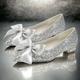 Femme Chaussures de mariage Ballerines Chaussures habillées Mariage Soirée Appartements de mariage Noeud Talon Plat Talon Bas Bout pointu Elégant Cuir microbien Argent Blanche Ivoire