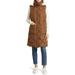 Oversize Longline Puffer Vest With Removable Faux Shearling Lined Hood