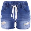 Damen Shorts Kurze Hosen Denim Glatt Blau Dunkelblau Casual Kurz Ausgehen Wochenende Sommer