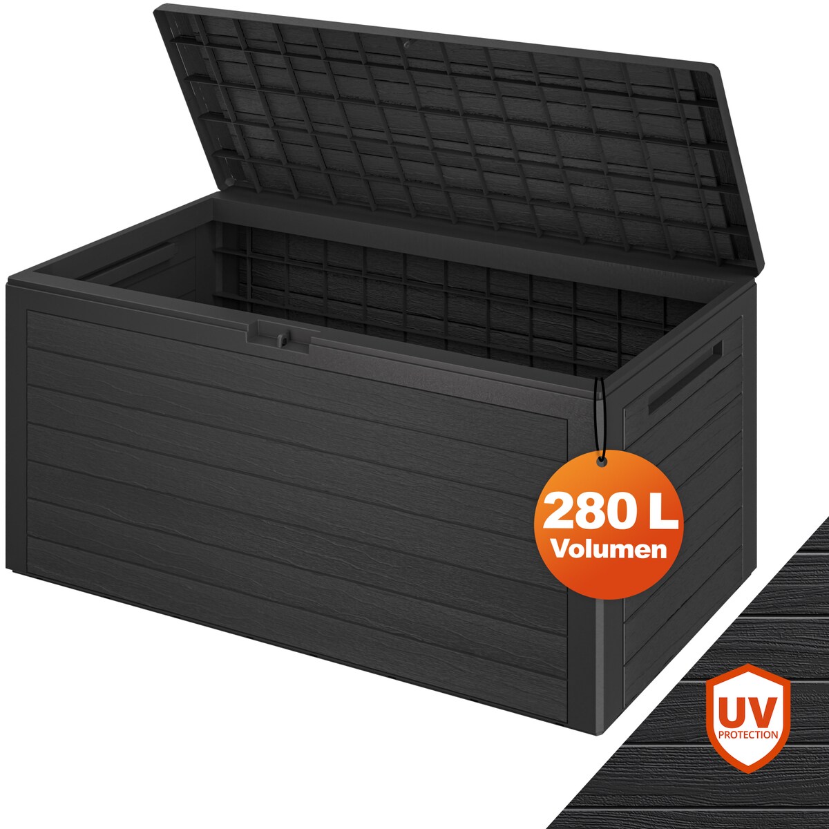 Casaria Auflagenbox `Holzoptik` klappbar Deckel 120x46x57cm Image