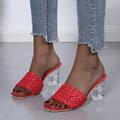Damen Sandalen Einfarbig Blockabsatz Quadratischer Zeh PU Halbschuhe Schwarz Weiß Rot