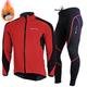 Nuckily Herren Fahrradhose mit Jacke Fleecejacke Winter warm halten Windundurchlässig 3D-Pad Atmungsaktiv Fahhrad Windbreaker Windjacke Sportkleidung MTB Mountain Rennrad Grün Rot Blau / Elasthan